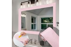 Avinyl 10M Pink Mirror Border Peel and Stick Wallpaper, Self Adhesive Waterproof Wallpaper Mirror Frame Tape for Bathroom Decor, Silk Peel and Stick Trim Removable Kitchen Wall Decor 3.9" x 393"