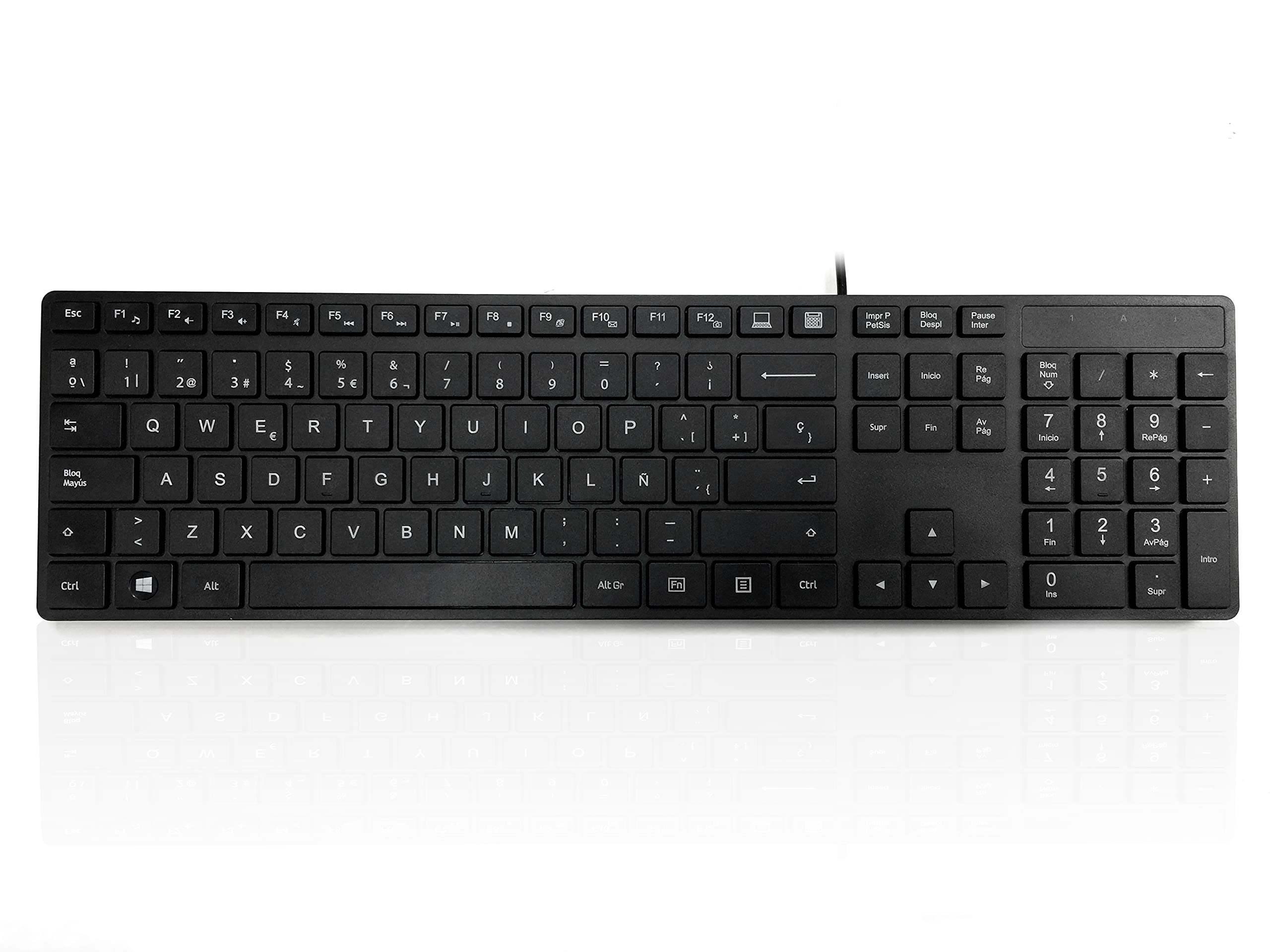 Accuratus 301 - Spanish - USB Full Size, Super Slim Multimedia Keyboard with Square Modern Keys - Black