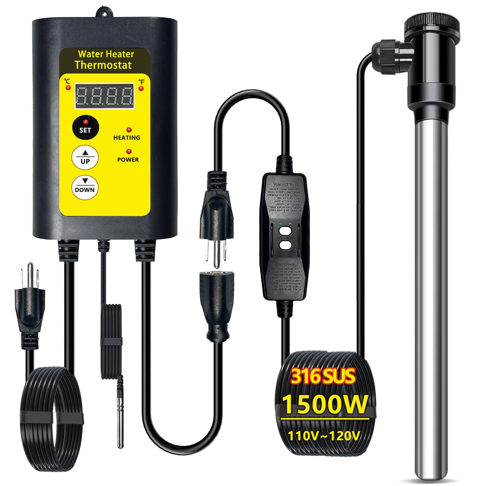 Photo 1 of 1500W Pool Heater for Inflatable Pools&Bathtub, 120V Small Above - Inground Ground/Inflatable/Baptistry/Baptismal/Swimming Submersible Liquid Heater, Portable Immersion Water Heaters for Pool