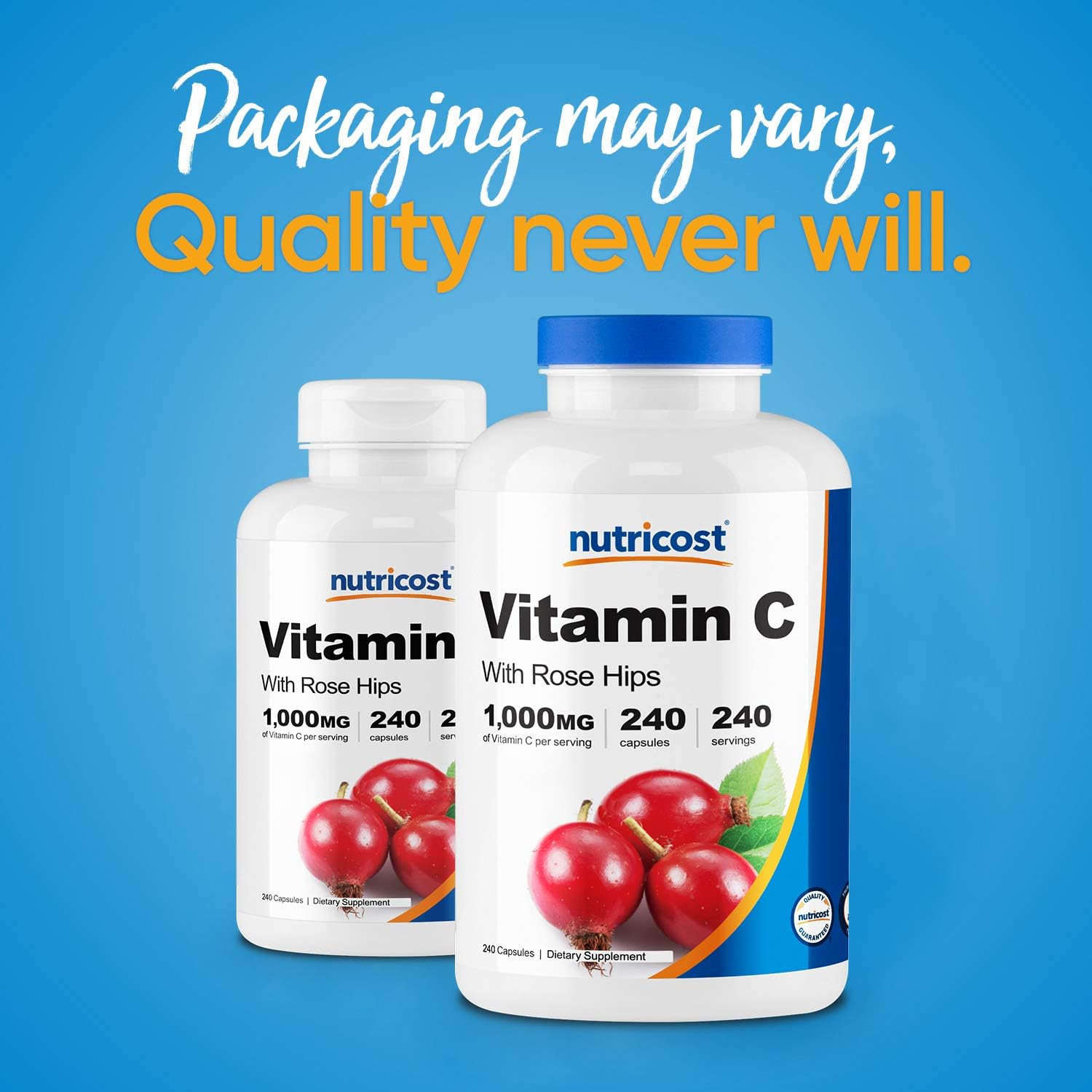Nutricost Vitamin C with Rose Hips 1025mg, 240 Capsules - Vitamin C 1,000mg, Rose Hips 25mg, Premium, Non-GMO, Gluten Free Supplement: Health & Personal Care