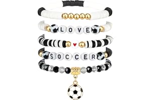 Trinckle Sports Bracelets for Women,Soccer Softball Bracelet for Girls Stackable Beaded Bracelets as Game Day Team Gifts,Soccer Mom Christmas Ornaments Senior Night Gifts Sports Fan Stuff Accessories