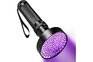 Qisebin UV Black Light Flashlight - Powerful 100 LED Blacklight Flashlights for Pet Urine Detection, Dog Stain, Scorpion, Resin Curing, Counterfeit Money Bed Bugs, Carpet Odor Eliminator Remover