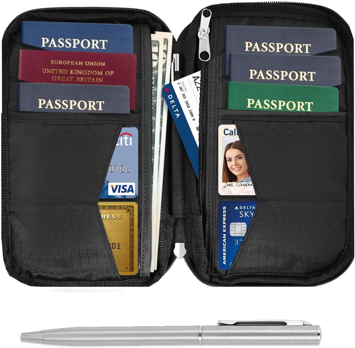  | Travel Wallet & Family Passport Holder RFID Blocking Document Holder & Organizer Protects Your Passports (Black) | Passport Wallets