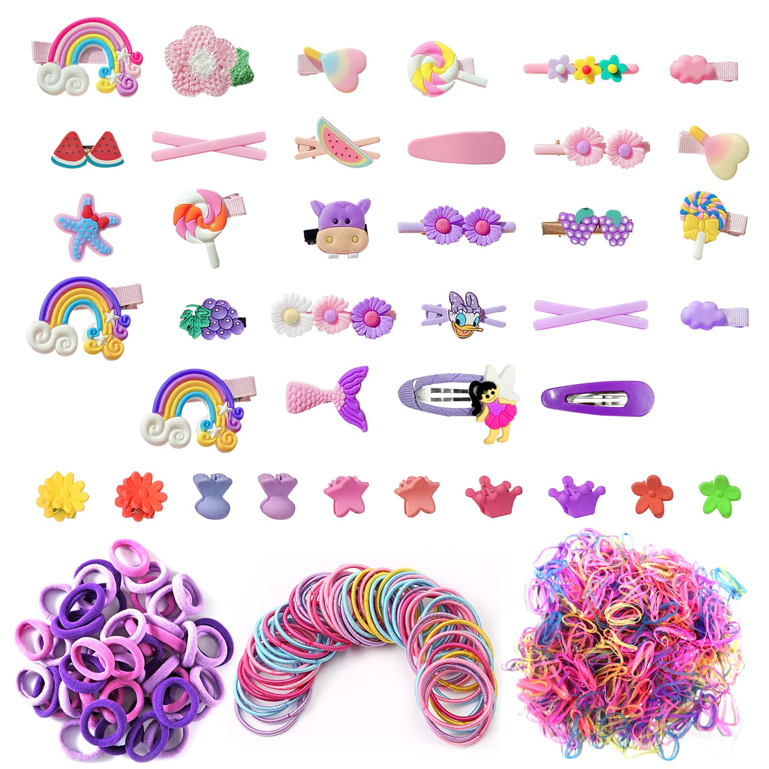 638 Pieces Hair Accessories Set for Girls, Children, and Kids - Includes Hair Clips, Elastic Rubber Bands, Snap Buttons, and Headgear