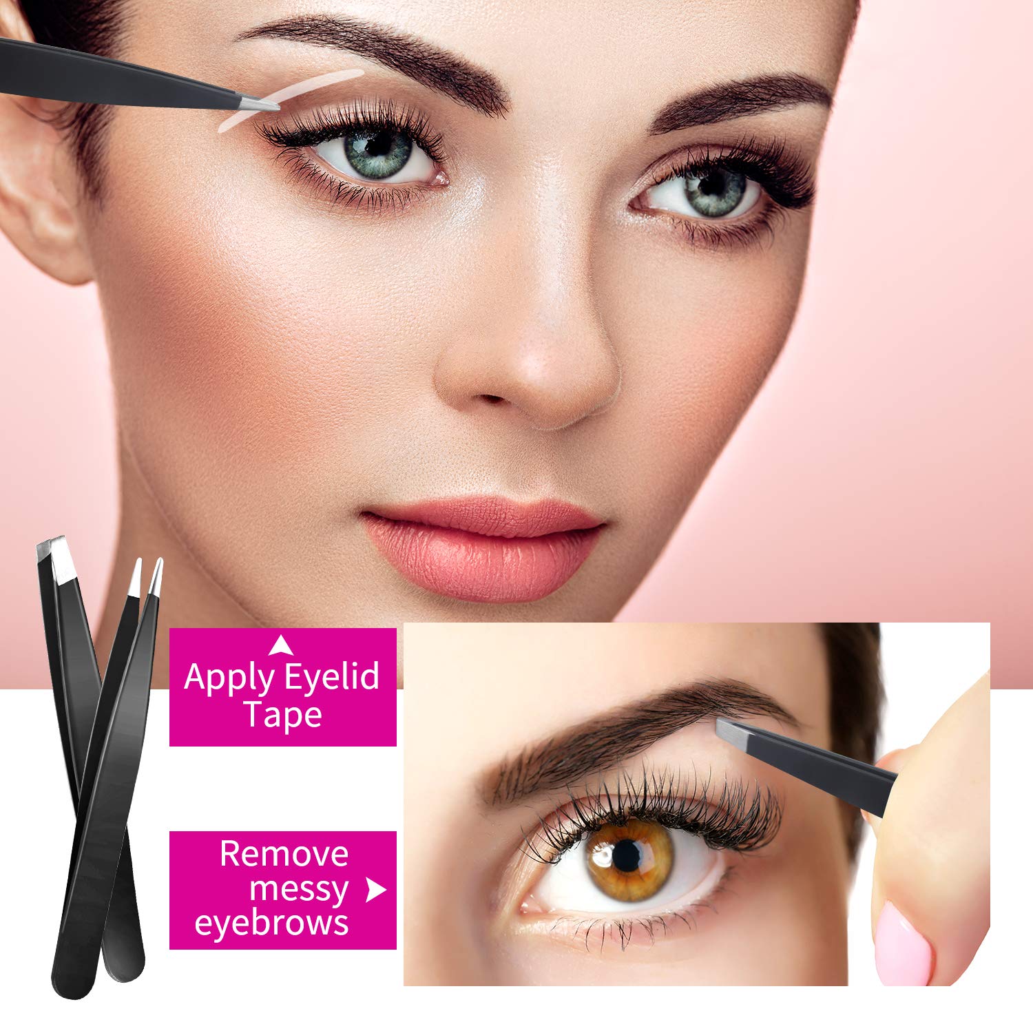 Eyebrow Razor Kit for Women 18 in 1, Grooming Tools with 4 PCS Premium Eyebrow Tweezers, Eyebrow Razor, Eyebrow Scissors, 10 PCS Eyebrow Stencil Kit (Black Eyebrow Kit-Dark Brown Eyebrow Pencil): Beauty