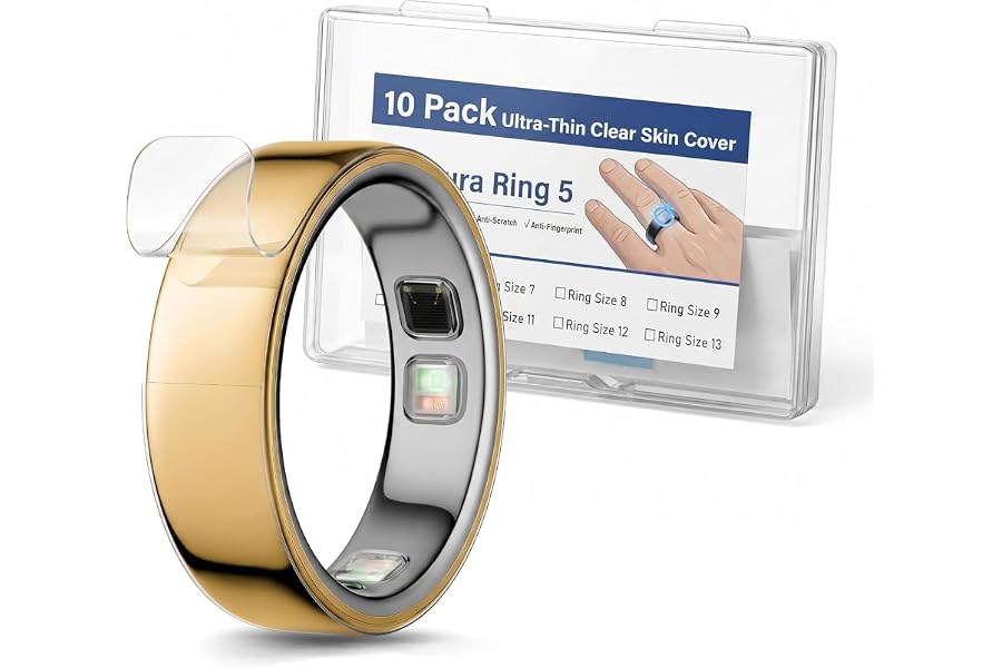 RXYKEJI Ultra-Thin Clear Cover Compatible with Ou-ra Ring Gen 5 Size 8: 10 Pack Transparent Invisible Anti-Scratch Protector Skin Films for Ou-ra Ring 5