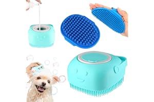 VIWIK 3PCS Dog Grooming Brush Set (Blue) - Scrubber with Adjustable Ring Handle for Bathing and Massaging Long/Short Haired Dogs and Cats, Christmas Gifts