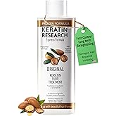 KERATIN RESEARCH Brazilian Keratin Hair Straightening and Smoothing Blowout Treatment Professional Organic Results shiny Hair with Natural look Queratina Keratina (4 OZ Original)