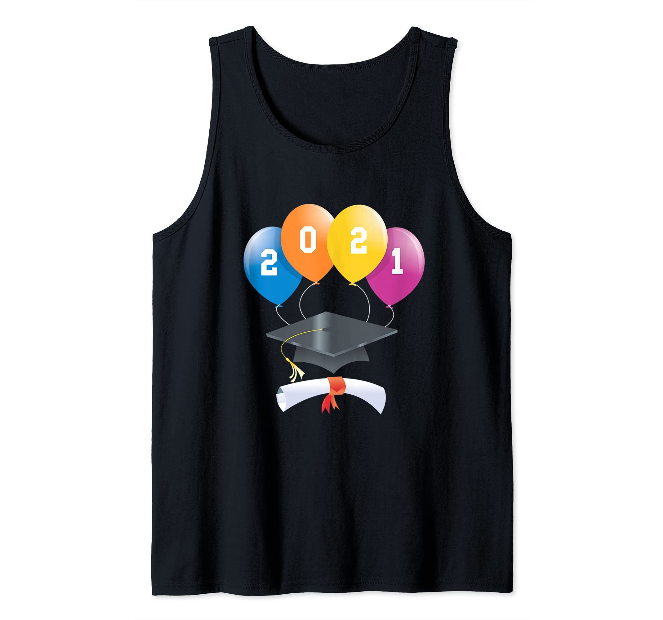 Graduation 2021 Graduate Balloons Cap Diploma Class of 2021 Tank Top