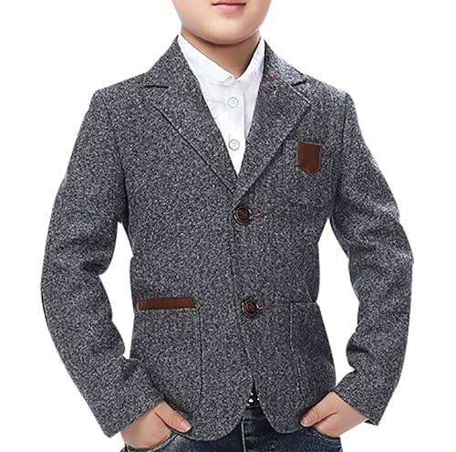 JiaYou Child Kid Boy Casual Grey Slim Fit Blazer Jacket(Grey,6