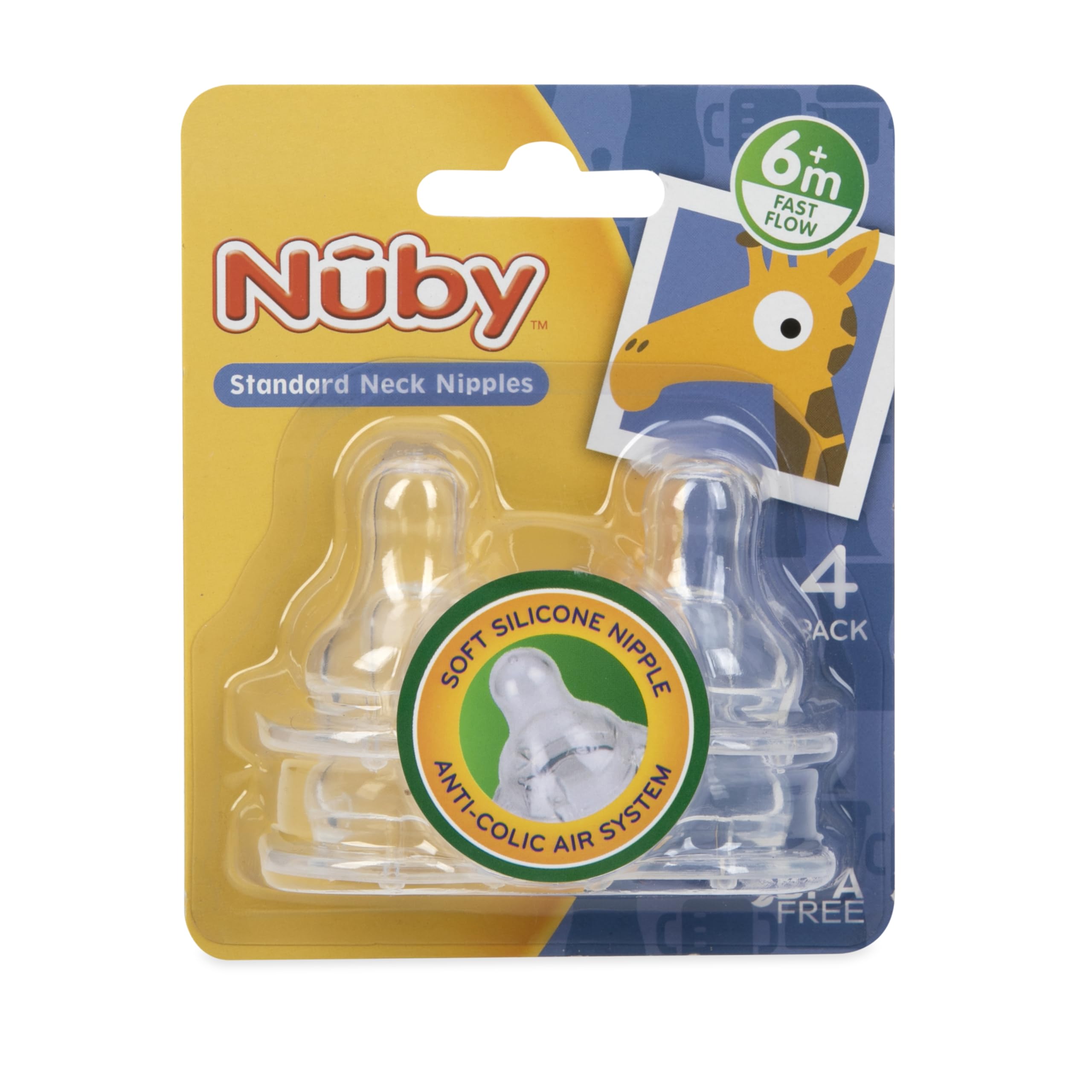 Nuby 4-Pack Standard Neck Fast Flow Nipples