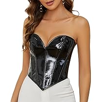 Amazon.com: TRIWORKS Strapless Corset Top Women Patent PU
