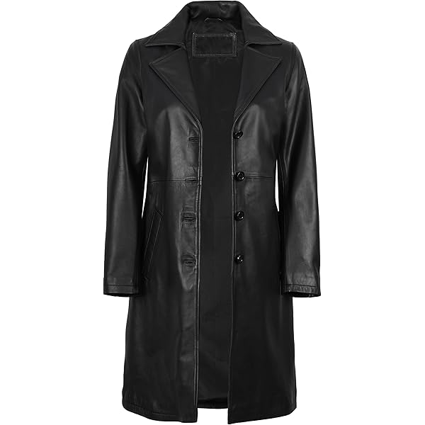 Classic Long Trench Coat - Genuine Leather Full Length