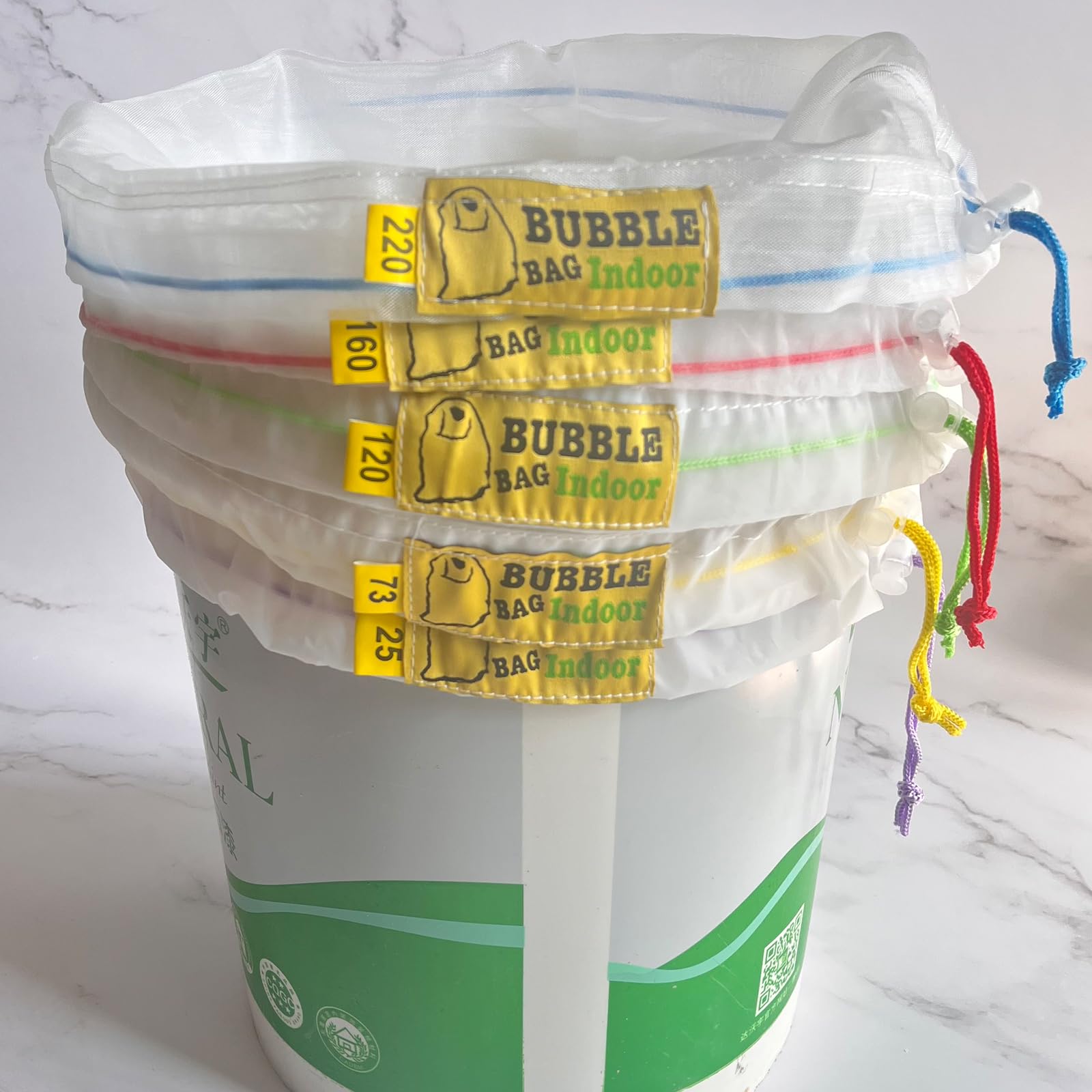 Photo 1 of 1gallon 5pcs All Mesh Bubble Herbal Bags Plant Filter Kit 120Micron Ice Filtration Kit Grow Bag with 2pcs 10x10inch Pressing Mesh (25,73,120,160,220micron)
