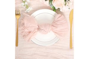 Nydotd 6pcs Cheesecloth Napkins 20 x 20 Inch Boho Dinner Napkins Wrinkled Rustic Linen Table Decorative Cloth Napkins for Wed