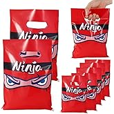 BOXOB 50pcs Ninja Gift Bags, Red Karate Candy Treat Goodie Bag Ninja Birthday Party Supplies Decorations Party Karate Favor Bags for Kids Boy Girl Birthday Decoration
