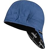ARCCAPTAIN Reversible Welding Cap with Elastic Retractable Band, 8 Panel Protective Welders Cap, 10 oz Fireproof Cotton Comforts for Safety and Protection While Welding to Men Women, 7 1/4, Blue