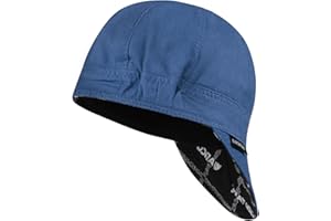 ARCCAPTAIN Reversible Welding Cap with Elastic Retractable Band, 8 Panel Protective Welders Cap, 10 oz Fireproof Cotton Comforts for Safety and Protection While Welding to Men Women, 7 5/8, Blue