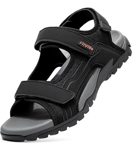 Orthofeet Men\'s 10.5 D Black Comfort Fisherman Walking Sandals Orthopedic Orthofeet Clearwater - Men main image 3