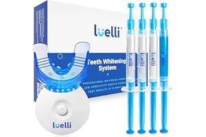Luelli Teeth Whitening LED Kit for Sensitive Teeth: Easy Stain Remover with Peroxide Gel - 10 Mins Daily Treatment for Adult Teenagers