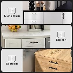 Probrico 5 Pack Black Kitchen Cabinet Pulls,Hole