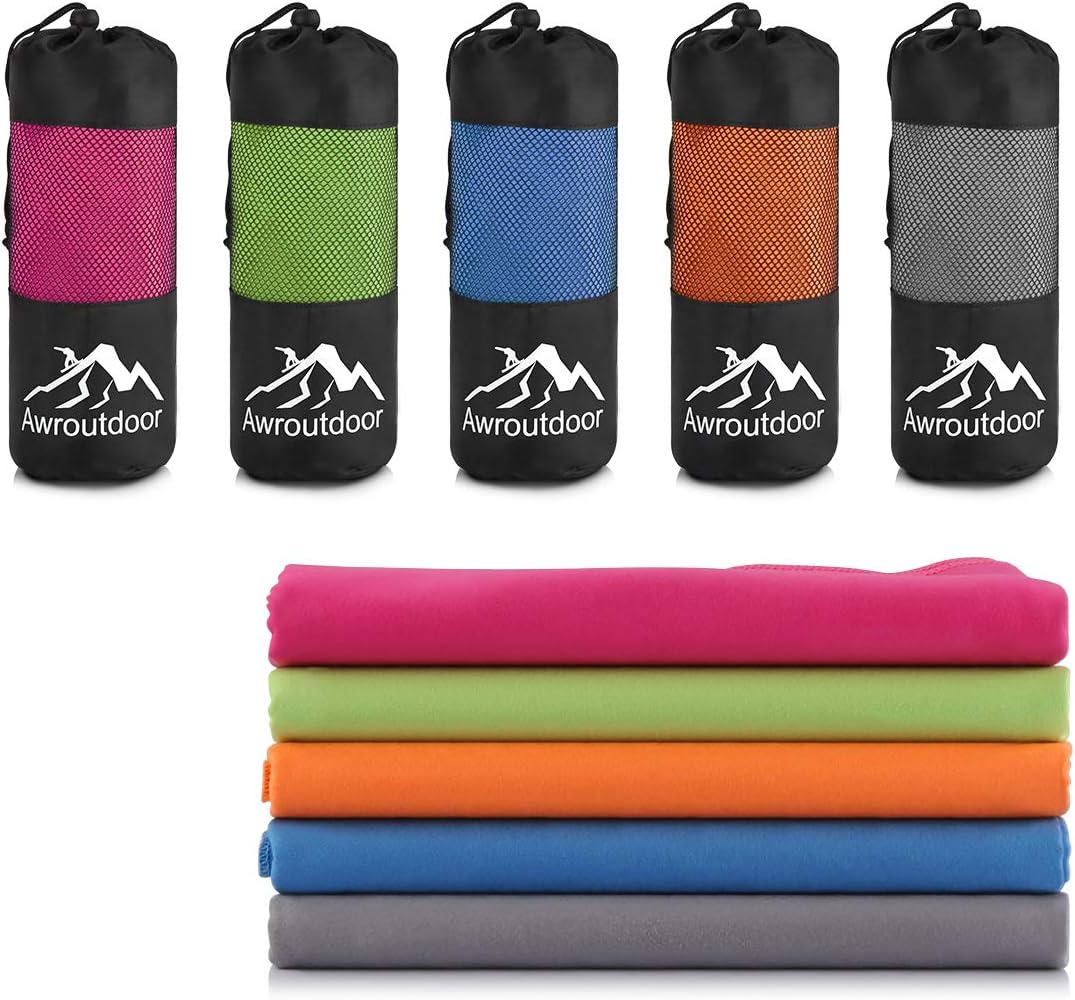 Awroutdoor Microfibre Beach Towel with carrying Bag, Extral Large Quick Drying Sport Towel Super Absorbent Swing Towel, for Gym, Fitness, Travel, Camping, Hiking, Beach, Yoga, Pilates, Bath, Shower