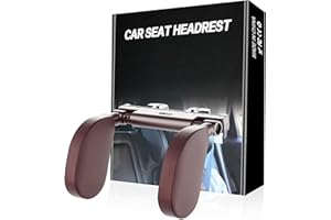 ZFULVO Car Headrest Pillow,Brown Memory Foam Car Pillow,180°Adjustable Travel Car Slpeeping.Built-in Memory Foam can be Rebound.Soft and Comfortable Car Head Rest Pillows,Suitable for Kids and Adults