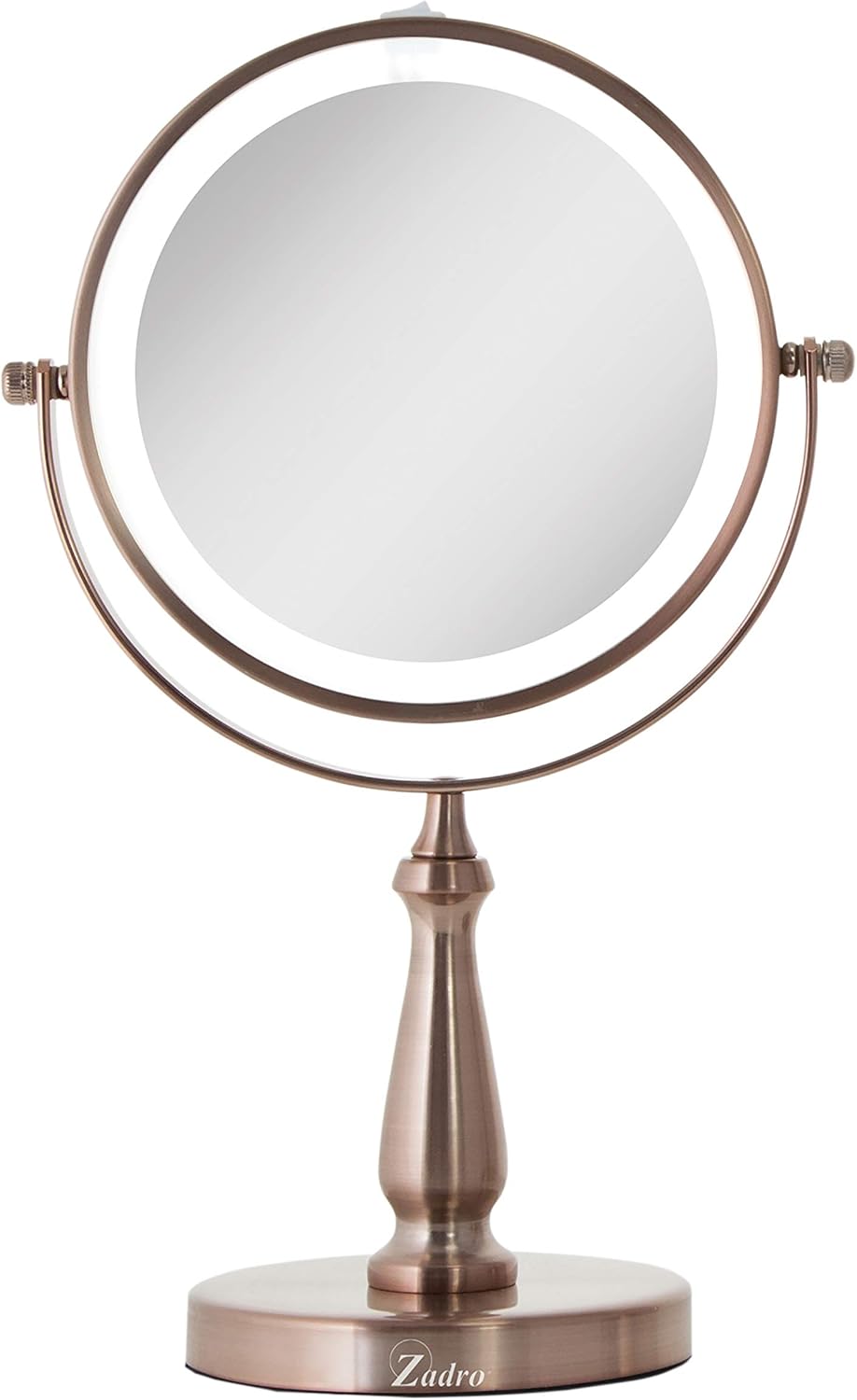 Amazon Com Zadro Led Lighted Dual Sided 8x 1x Magnification Cordless Battery Operated Vanity Makeup Mirror For Bedroom Bathroom And Tabletop In Rose Gold Furniture Decor