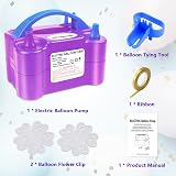 FLSEPAMB Electric Balloon Pump Dual Nozzle 2 Modes Portable Purple Accessories view 7
