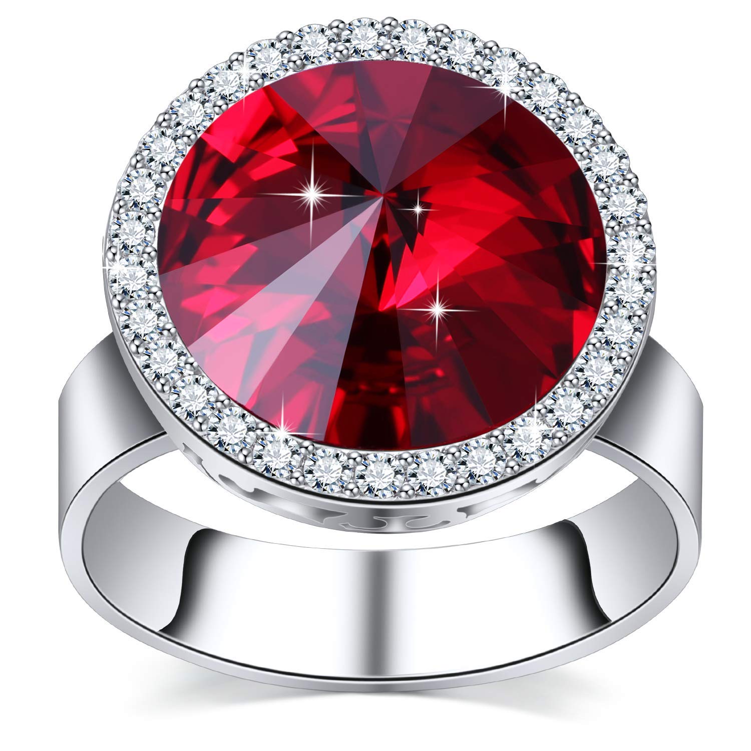 SUE'S SECRET Birthstone Rings with Shining Crystal Women Cocktail Solitaire Ring Dress Ring Adjustable Astrology Theme Valentine's Day