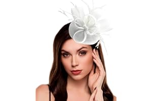 Focupaja Fascinators Hats Women Pillbox Hat Feathers Derby Headband Wedding Headwear Tea Party Hair Clip 20s 50s Top Hat