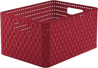 Rotho Country Aufbewahrungskiste 18l in Rattan-Optik, Kunststoff (PP) BPA-frei, rot, A4/18l (36,8 x 27,8 x 19,1 cm)