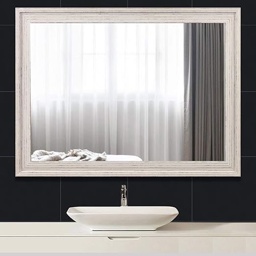 Zhowi Bathroom Wall Mirror Large Wide Framed Wall Mounted Decorative Rectangular Modern Mirrors For Home Bedroom Living Room Entryway Hanging Horizontal Or Vertical 24x32in Burlywood Amazon Ca Home Kitchen