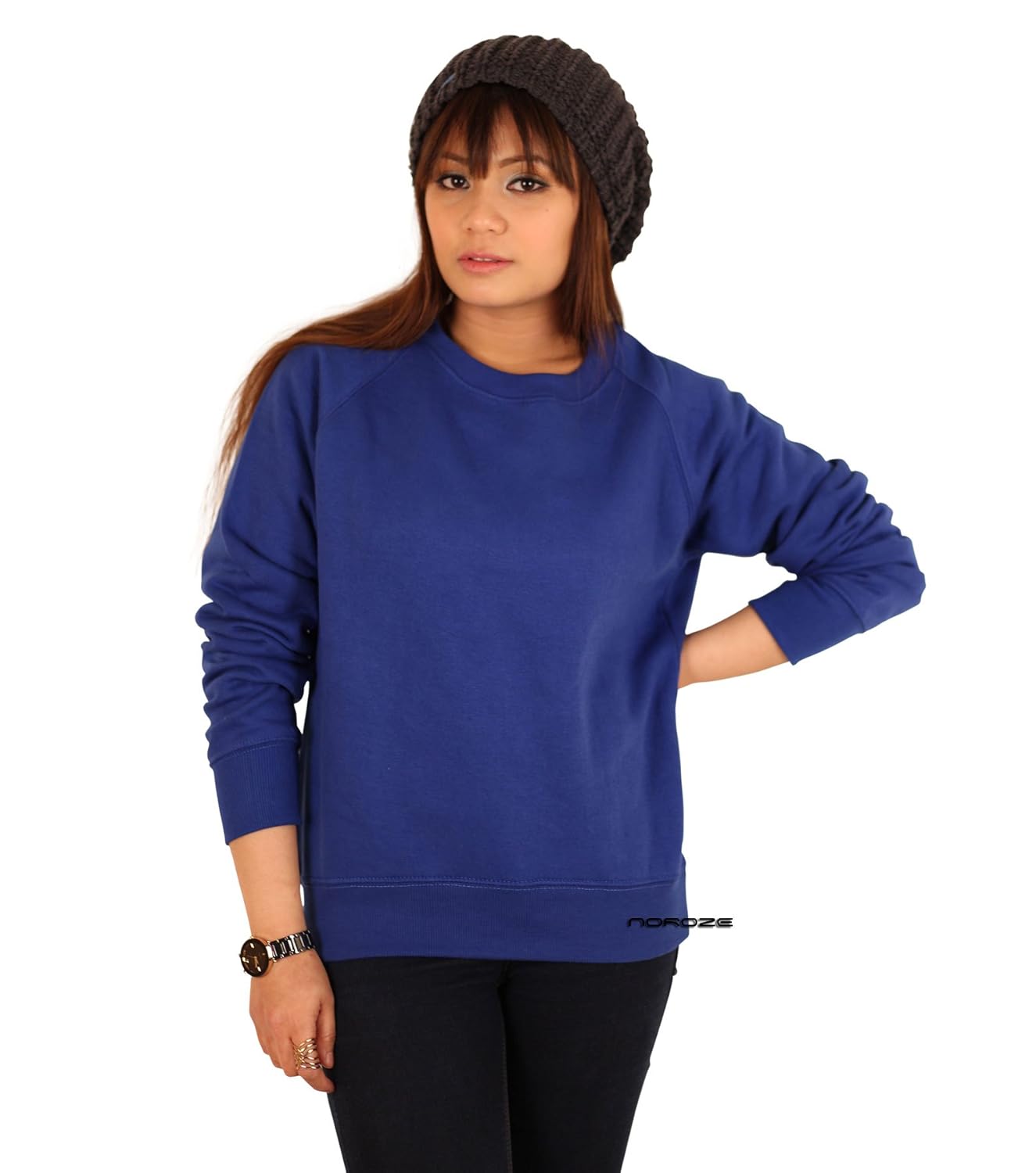 womens crew neck fleece top