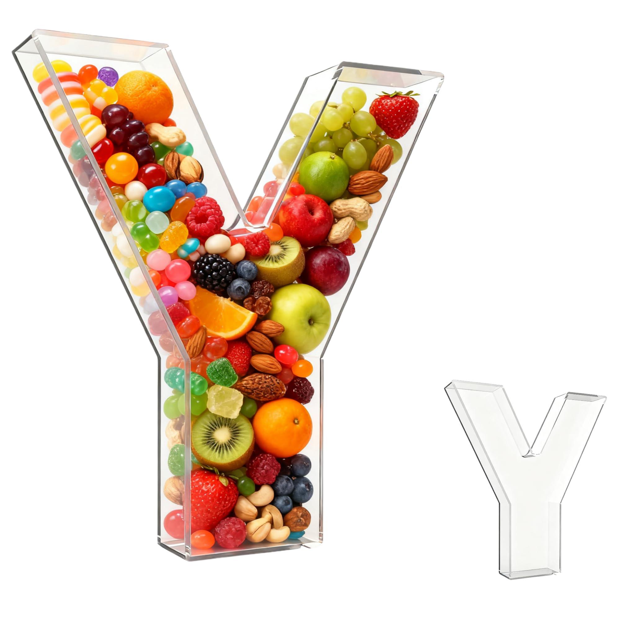 Photo 1 of 10" Acrylic Letter Charcuterie Tray - Reusable Fillable Alphabet Shape Charcuterie Box, Alphabet Shape Cake Candy Tray for Birthday Anniversary Party Decorations (Letter Y)