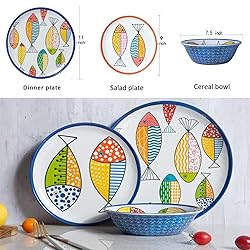 Gofunfun Melamine Dinnerware set for 4, Plates and
