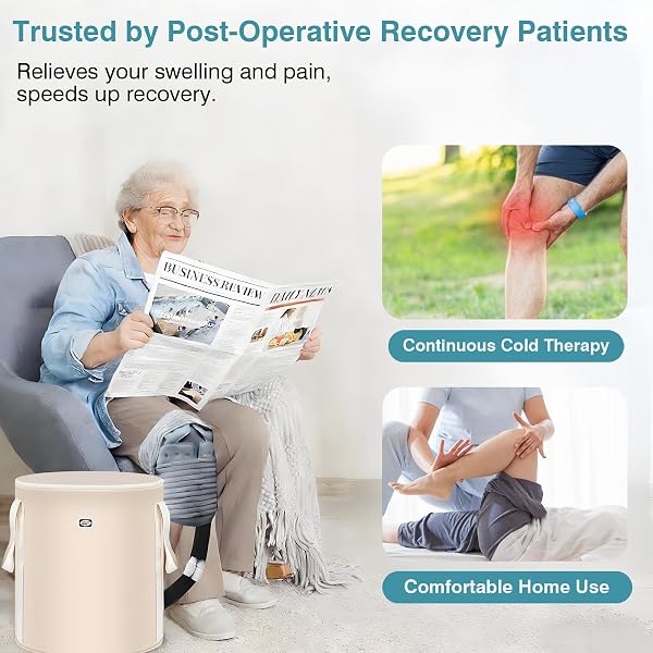 COLD THERAPY MACHINE FOR KNEE AFTER SURGERY – CIRCULATING ICE THERAPY SYSTEM WITH AUTOMATIC SAFETY TIMER, QUIET NIGHT USE, EASY SETUP FOR POST KNEE REPLACEMENT RECOVERY