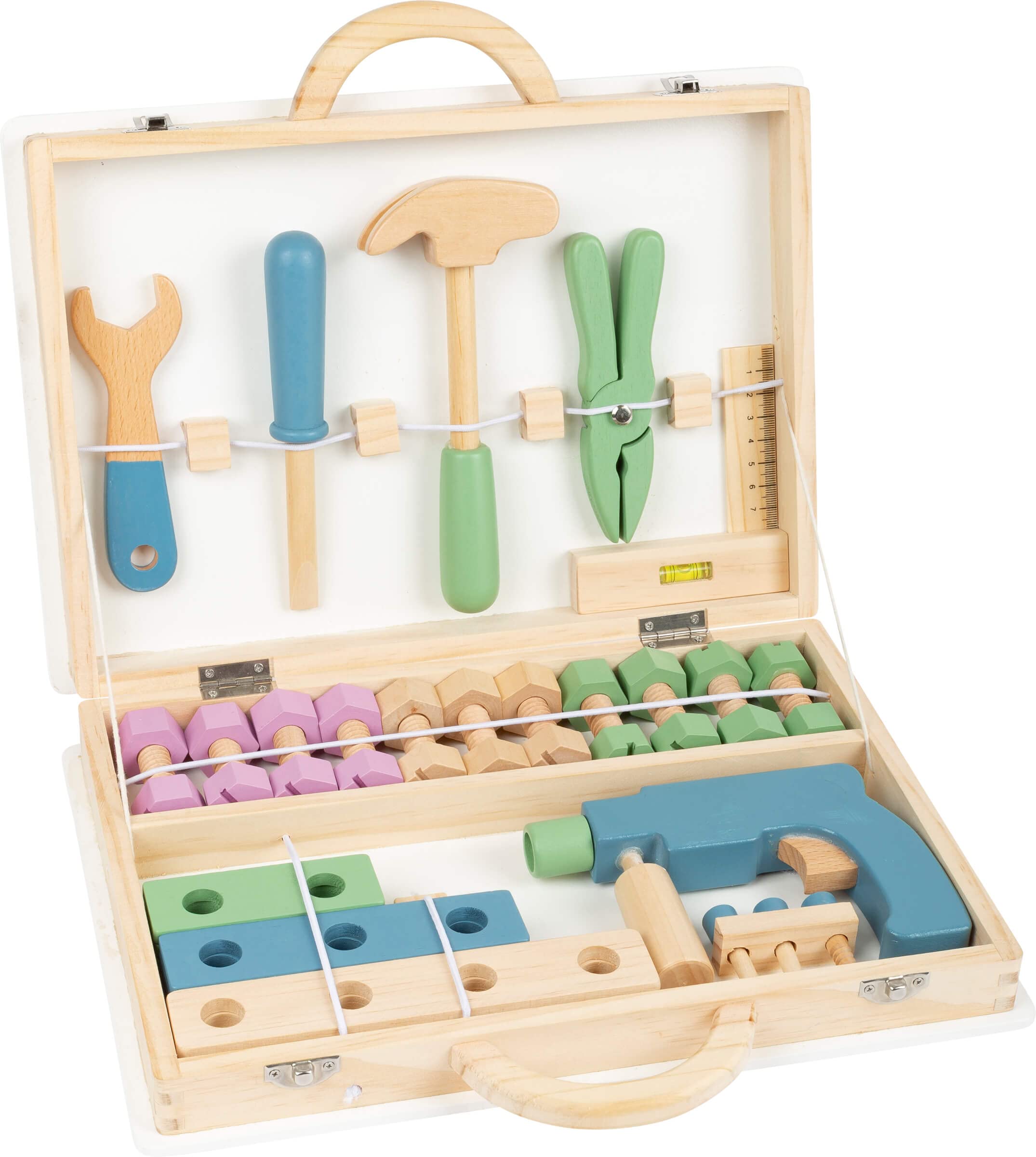 Small Foot 11505 Scandinavian Toolbox, Made of Wood, Screw Set, 32 Pieces