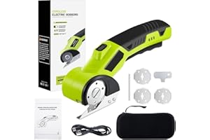 Lilistar 4V Cordless Electric Fabric Scissors, Mini Box Cutter Sewing Scissor w/Replacement Blade, Charger, Storage Box, Card