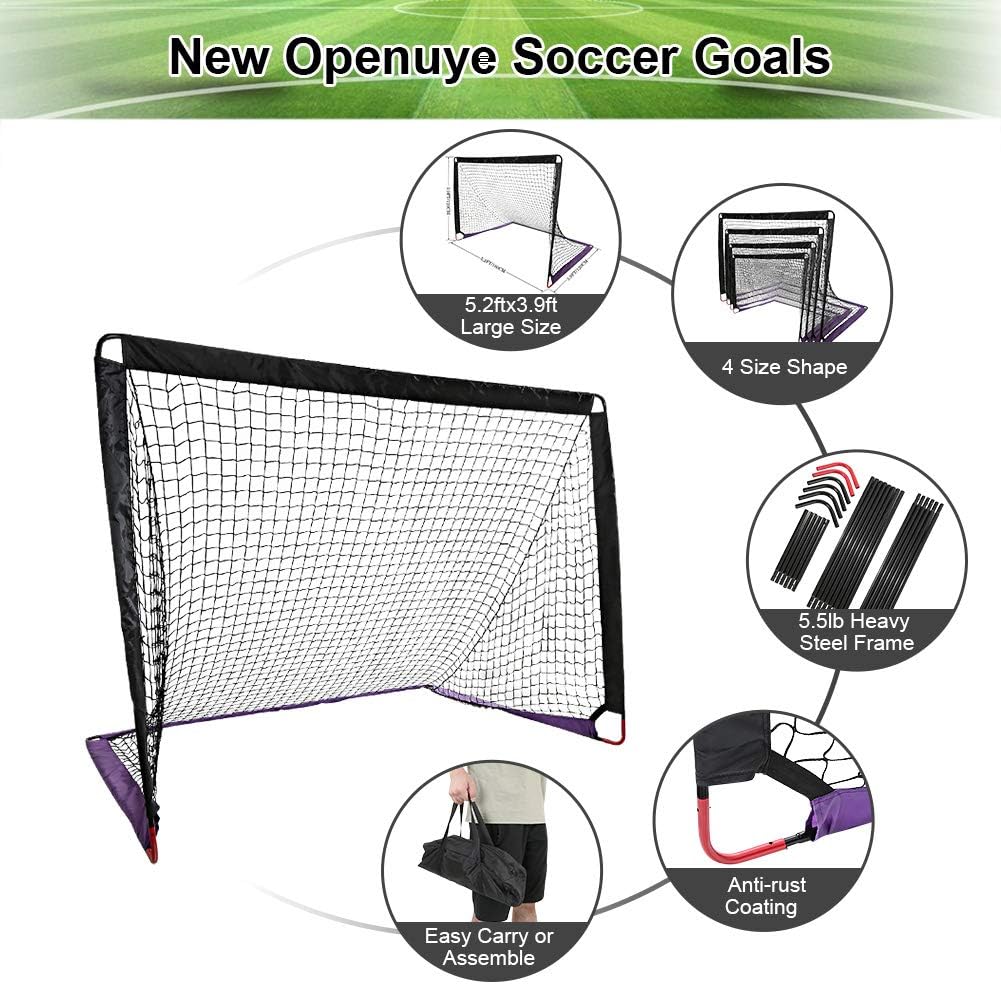 Openuye Soccer Goals, 5.2ftx3.9ft Training Soccer Goal for Kids Teens Adults Punting and Kicking Practice, with Easy Portable Fold-Up Goal and Net : Sports & Outdoors