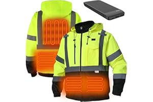 DPSAFETY Safety Heated Jacket, 3M Reflective, Waterproof Hi-Vis Work Jacket