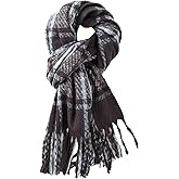 Yekblossom Winter Scarf For Women Women's Long Plaid Blanket Scarf Chunky Oversized Winter Fall Warm Big Tartan Scarves Wrap Shawl Ladies Gifts (blue and coffee)