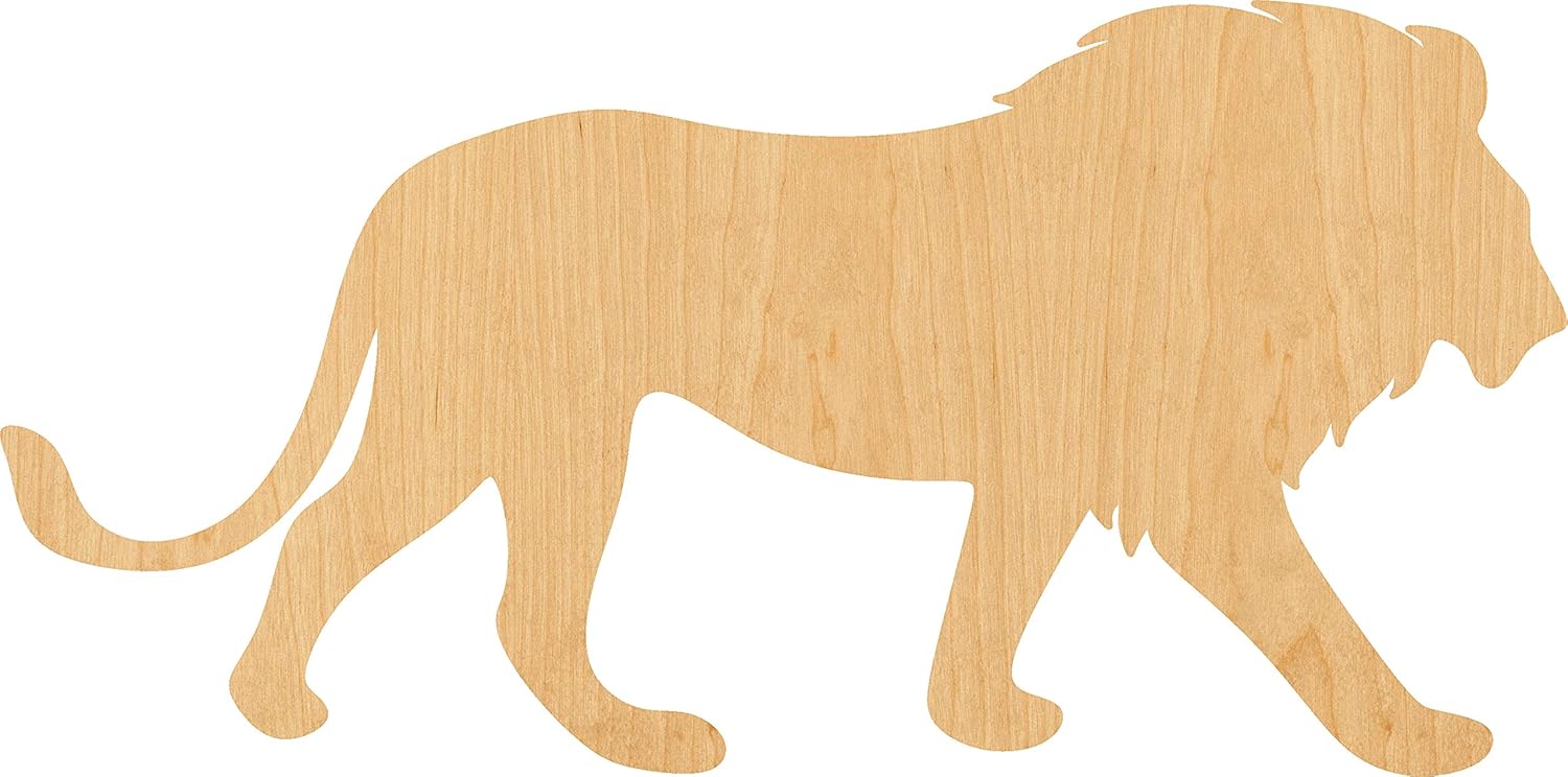 Mixed Media - Lion Laser Cut Out Wood Shape Craft Supply - 4 Inch