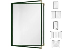 ACI SUPER POWER 25 Pack of Goodsmart Cafe Style Menu Cover, Double Stitched Edge, Crystal Clear Vinyl (Green, 2 Pages / 4 Views - 8.5" x 11")