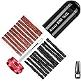 Aracey Tubeless Bike Tire Repair Kit for MTB and Road Bicycle Tires, Combined Ream, Portable Capsule Appearance – Fix a Puncture or Flat,Includes Plugger Tool and Plugs - 10 Bacon and 10 Black Strips