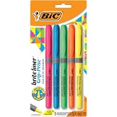 BIC Brite Liner Grip Highlighter, Chisel Tip, Assorted Colors, 5-Count | 1.6 Mm Tip Size | Translucent Ink Emphasizes Text | ACMI Approved | Ideal for School, Office, And Art Supplies