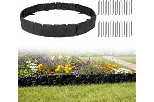 Garden Lawn Edging Border, Garden Edging Plant Border with Strong Securing Pegs, Plastic Garden Edging Border, Flower Beds an