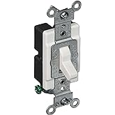 Leviton 15 Amp, 120 Volt, Toggle Lighted Handle, Illuminated Off Single-Pole AC Quiet Switch, Commercial Grade, Grounding, 5501-LHW, White