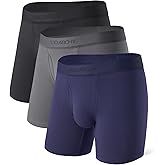 DAVID ARCHY Mens Underwear Breathable Second Skin Soft Modal Boxer Briefs for Men Pack, Wide Waistband No Ride Up