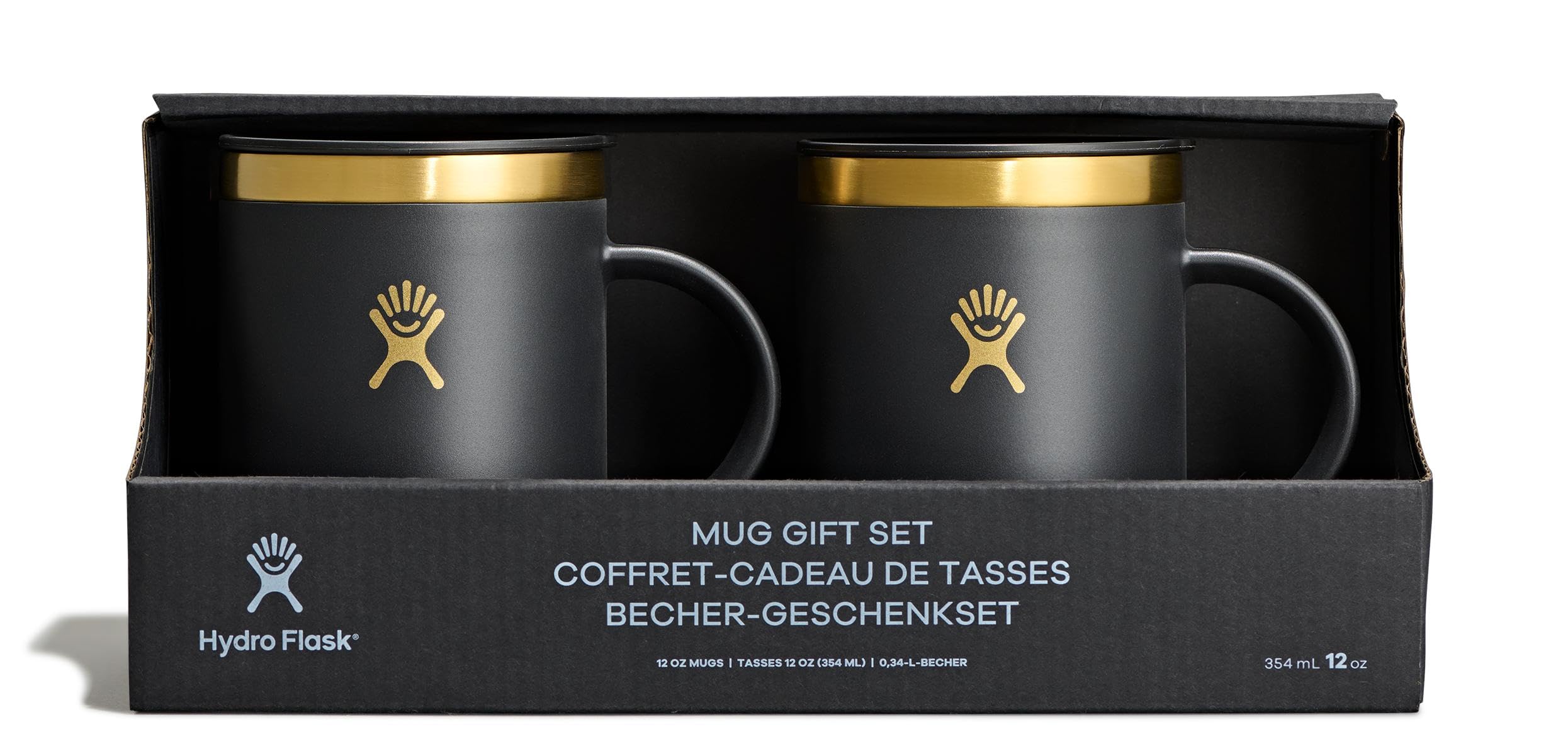 Hydro Flask Coffee Mug Gift Set – Insulated Stainless Steel, Non-Spill, Leak Proof Travel Mugs 12 Oz Black Tie Set